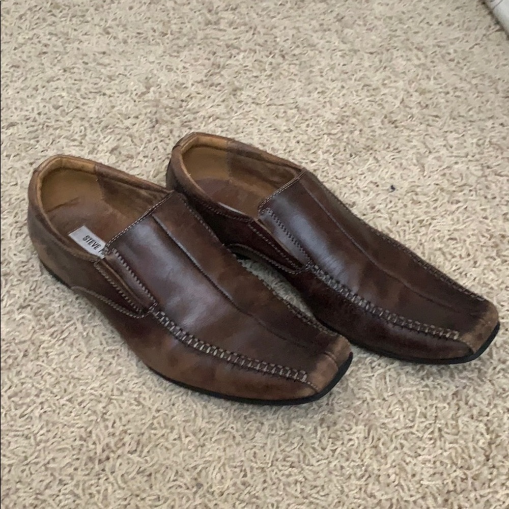 Steve Madden Men’s Brown Leather Square Bike Toe Slip On Loafers Size 8.5